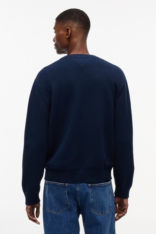 Tommy Hilfiger Tjm Reg Flag Sweater Cnck Erkek Mavi Kazak - Dm0dm23413