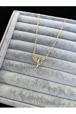 Gold Renk Su Perisi Zirkon Taşlı Kararmaz Paslanmaz Kadın Kolye Gold