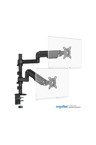 Ergoflex S16 Çift Kol 22-35inch Amortisörlü 2-9 Kg Monitör Standı 2026 Versiyon Gri