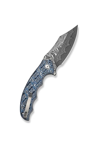 Civivi Pentad Black / White Vortex Micarta Handle Damascus Blade Kamp Çakısı Siyah