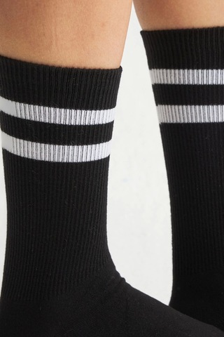 Bambu Kadın Siyah Kaydırmaz Taban Silikon Baskı Yoga Fitness Pilates Bale Dans Tenis Çorabı Çok Renkli