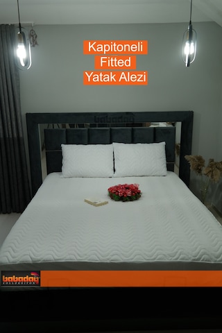 Yatak Alezi Kapitoneli Fitted (tam sarar) 150x200 180gr/m2 Elyaf Beyaz
