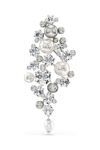 5722516 Constella Brooch,crystal Pearl, Round Cut, White, Rhodium Plated Metalik