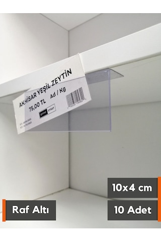 10 Adet Pvc Etiketlik Raf Önü Dik Yapışkanlı 10 x 4 CM Vitrin Etiket