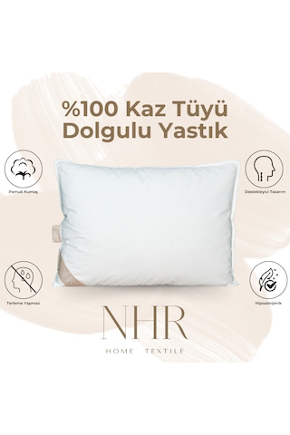 %100 Kaz Tüyü Dolgulu,%15 Gıdık Uyku Yastığı/50x70 1250gr/1 Adet