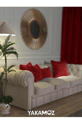 Br Yakamoz Kırmızı Renk Kırlent , Yastık Kılıfı Kadife Görünümlü Velvet Touch Serisi Kırmızı