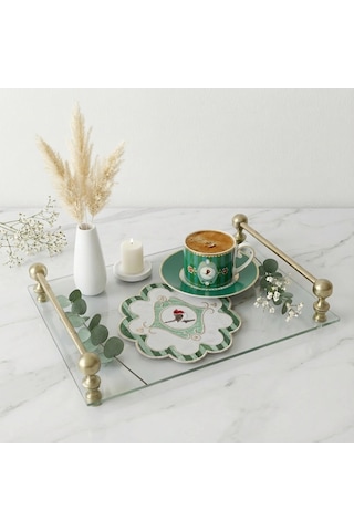 2 Adet Yeşil Pip Studio Uyumlu Nakışlı Kuş Detaylı Kokteyl Sunum Peçetesi Çok Renkli