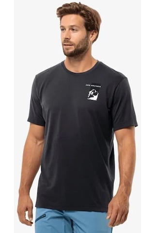 Jack Wolfskin Vonnan S/s Graphic T M Erkek Tişört 1809941-6350 Siyah