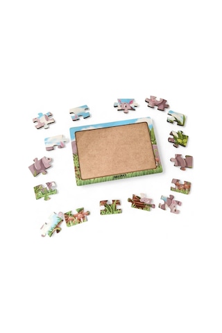 Gergedanlar 16 Parça Eğitici Ve Öğretici Ahşap Çocuk Puzzle & Yapboz Bebek Çocuk Oyuncak