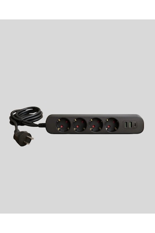 4 Lü Çoklu Priz 2 Usb Type-c Girişli Akım Korumalı Siyah 1