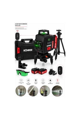 16 Çizgi 4d Şarjlı Ba011319 Lazer Hizalama 360 Yeşil Lazer Uzaktan Kumandalı Tripodlu Çift Bataryalı 16 Çizgi 4d Şarjlı Ba011319 Lazer Hizalama 360 Yeşil Lazer Uzaktan Kumandalı Tripodlu Çift Bataryalı