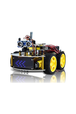 Keyestudio Keyestudıo Akıllı Araba Robotu, 4wd Programlanabilir Dıy Başlangıç Kiti Bilim Seti