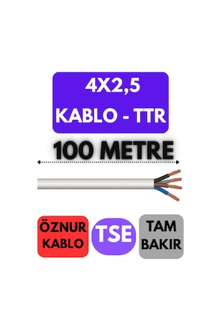 Öznur 4x2,5 Ttr Kablo Metre Seçenekli Beyaz - 100 Metre Öznur 4x2,5 Ttr Kablo Metre Seçenekli Beyaz - 100 Metre