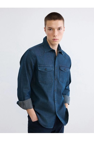 Lc Waikiki İndigo Regular Fit Erkek Jean Gömlek