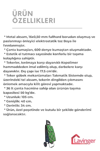 58a Pazar Arabası Plus Büyük Tekerli Yeşil