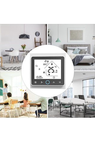 Qingmipy Bac-002el Dört Boru Klima Termostati, Soğuk-ısı Valfi Ve Fan Kontrolü, Enerji Tasarrufu, Ip20, Siyah-beyaz Pil Dahil Değil