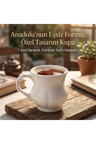2'li Porselen Fincan Beyaz Göbekli