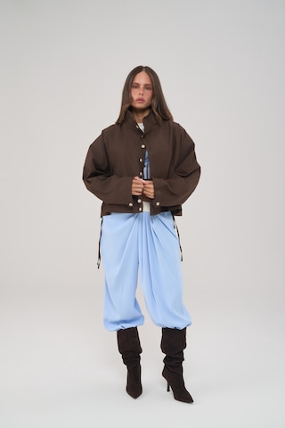 Mai Collection Liora Düğmeli Kahve Bomber Ceket