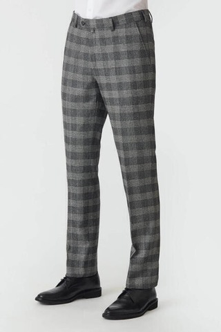 Bisse Erkek Regular Fit Platinum Ekoseli Klasik Pantolon GRİ Gri
