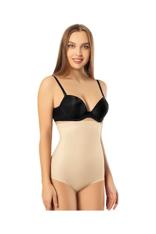 Balenbi Kadın Lazer Kesim Yüksek Bel 1 Beden Incelten Premium Silikonlu Slip Korse 1040 Ten