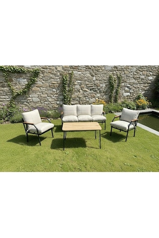 Ard & Garden Linda 311 Masalı Krem Fermuarlı Bahçe Balkon Takımı, Cafe, Salon - Metal Kanepe Koltuk Takımı Krem