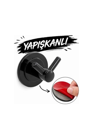 Yapışkanlı Siyah Renk Plastik Sağlam Banyo Lavabo Çatallı Askılık Aparat Bornoz Havlu Asma Askı Çok Renkli