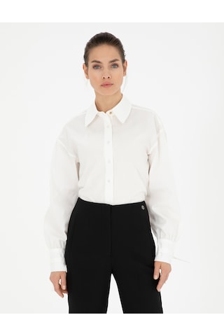 Pierre Cardin Kadın Beyaz Gömlek Desenli 50284669-vr013 Beyaz