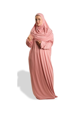 2 Parça Namaz Elbisesi Viskon Düz 2504 06 Pudra