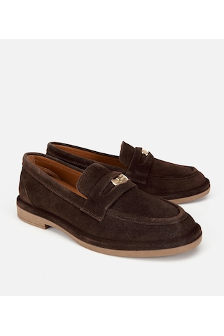 Hotiç Kadın Süet Deri Kahverengi Tokalı Klasik Loafer 01ayh320520a480 01ayh320520a480