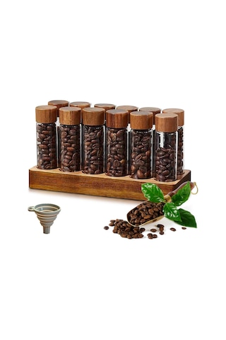 Tek Doz Kahve Çekirdeği Depolama 12 Tüp Çok Amaçlı Kahverengi Kahverengi