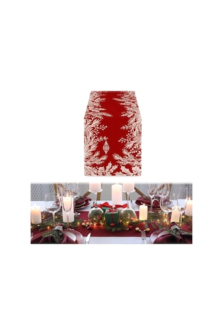 Homyl Dikdörtgen Masa Örtüsü Festival Mevsimlik Kış Dolabı Yapraklar