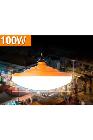 Shineyee 100w Şarjlı Fener, 3 Seviye Aydınlatma Modu, Metal Kanca İle Dış Mekan Işığı, Uzun Süre Kullanıma Uygun Diğer