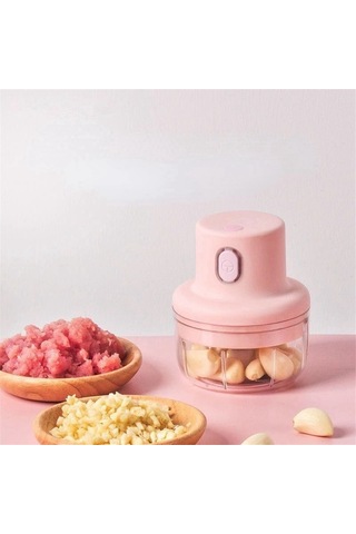 Usb Elektrikli Mutfak Blender Mikseri Sarımsak Ezici Kıyma Makinesi Pembe