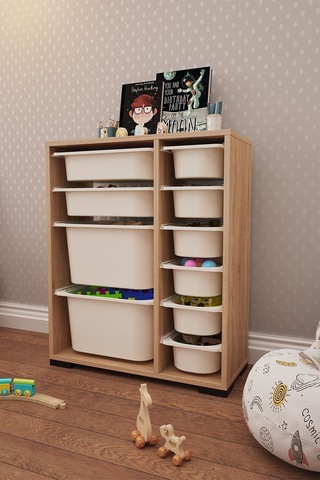 Zen Sonomo 10 Sepetli Çok Amaçlı Oyuncak Dolabı Beyaz 2d2k6u Ceviz - Beyaz