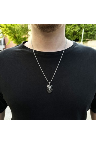 925 Ayar Gümüş Kurt Kafası Erkek Kolye (552405105)