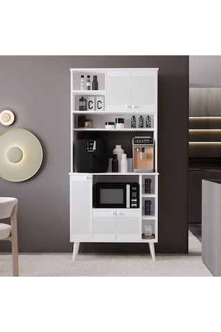 Melura Kahve Köşesi 90 Cm %100 Mdf Çok Amaçlı Dolap Beyaz