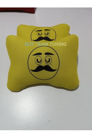 Bıyıklı Emoji Kelebek Yastık 2 Li Sarı