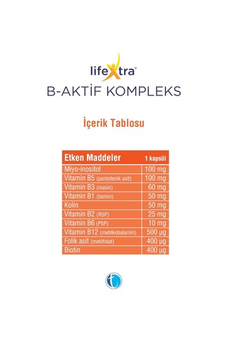 B-aktif Kompleks 60 Bitkisel Kapsül Metilkobalamin Metilfolat P5p R5p İnositol Biotin