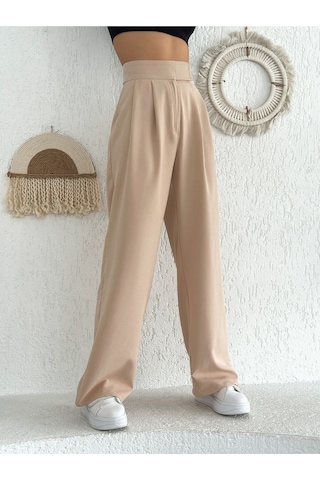 Lavajeans Cırt Cırtlı Bol Paça Plazzo Pantolon Bej Gri