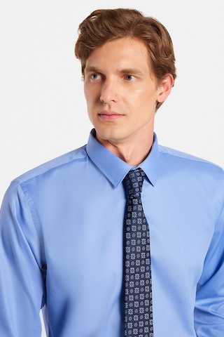 Erkek Slim Fit Non-ıron Pamuklu Doğa Dostu Ekoteks Belgeli Ütü Gerektirmez Mavi Gömlek-32994 Mavi