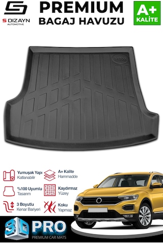 S-dizayn Vw T-roc 3d Pro Bagaj Havuzu Üst Bagaj 2019 Üzeri A+ Kalite