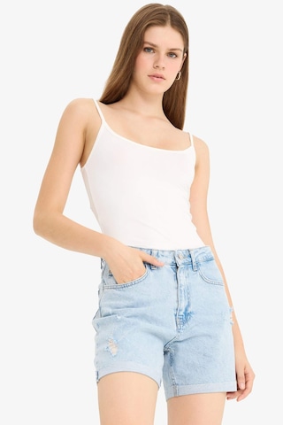 Defacto Boyfriend Yüksek Bel Duble Paça Jean Şort E0934ax25aunm39 Mavi