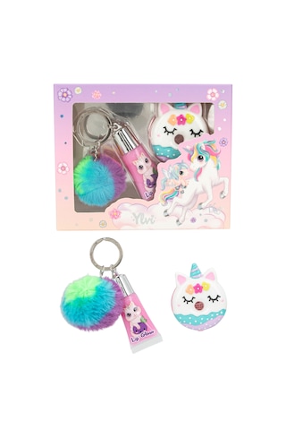 Unicorn Lip Gloss Seti Anahtarlıklı Kız Çocuk Dudak Parlatıcı Seti 0