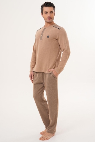 Mecit Pijama Mecit 2998 Kahve Selanik Kumaş Kışlık Erkek Pijama Takımı Kahverengi