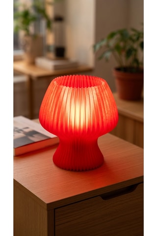Akordeon Tasarım Masa Lambası - 3d Pleated Doku Dekoratif Gece Lambası Modern Ev Hediyesi Aydınlatma Kırmızı