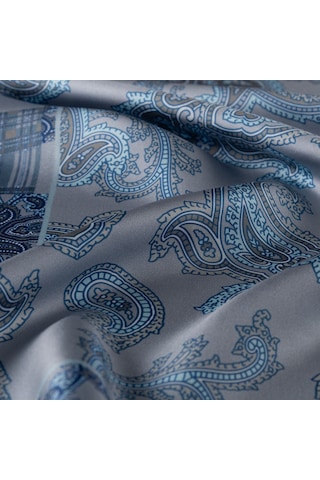 İpek Evi İpekevi Twill İpek Eşarp - Patchwork Desenli - Buz Mavisi