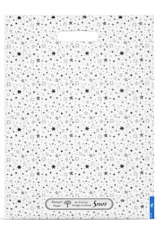 Güçlendirilmiş El Geçmeli Takviyeli Mağaza Poşeti Elit Yıldız Desen Baskı No 3 32 X 42 Cm 50 Adet