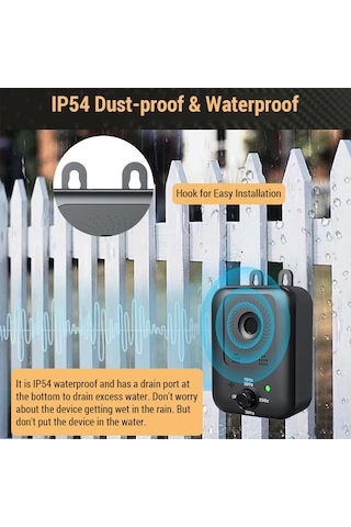 Geeroyoo Taşınabilir Ultrasonik Köpek Susturucu, Güçlü Ve Su Geçirmez Tasarım, 3 Modlu, Şarj Edilebilir, Siyah