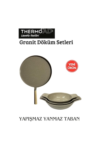 Thermoad 2'li Vizon Set (36 CM Gözleme Tavası - 3'lü 18-20-22 CM Güveç Sahan Set Kapaksız)