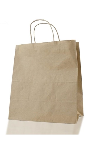 Kraft Burgu Saplı Kağıt Alışveriş Çanta 25 Adet - 28x16x28cm Cm